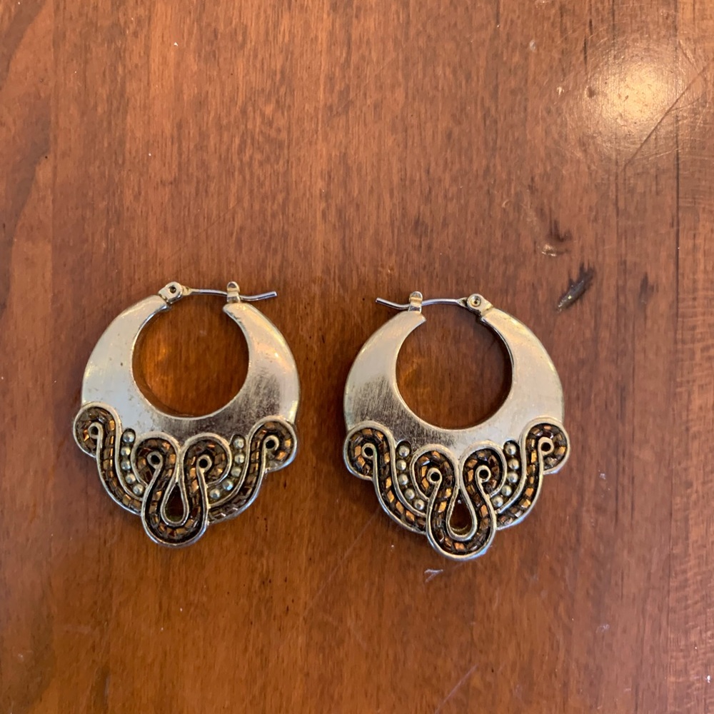 Dangle Pierced Earrings with Rhinestones
